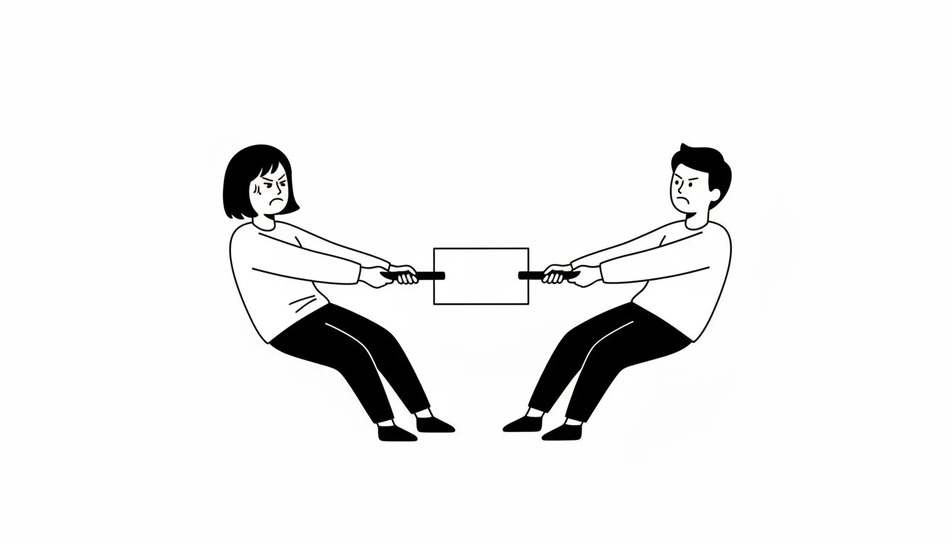 Dos personas en tira y afloja de cuerda.