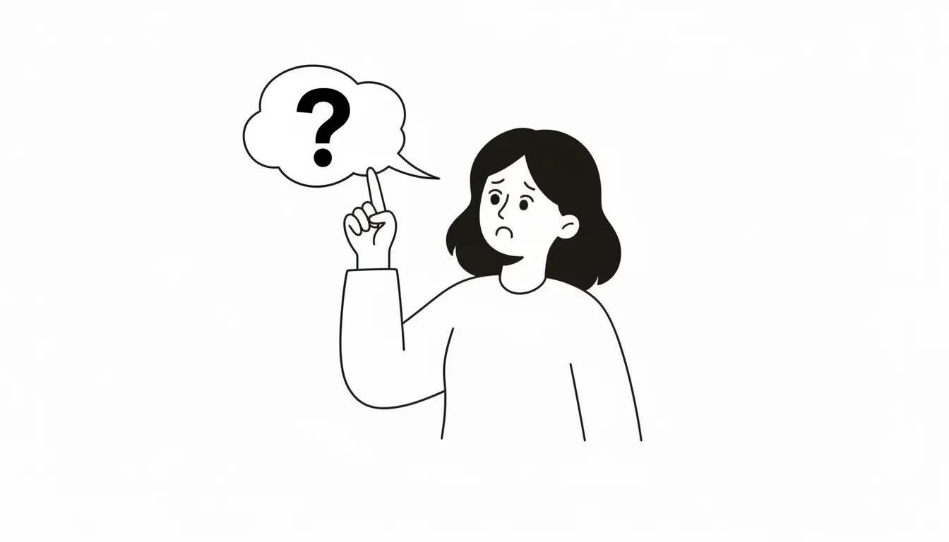 Ilustración de persona con símbolo de pregunta.