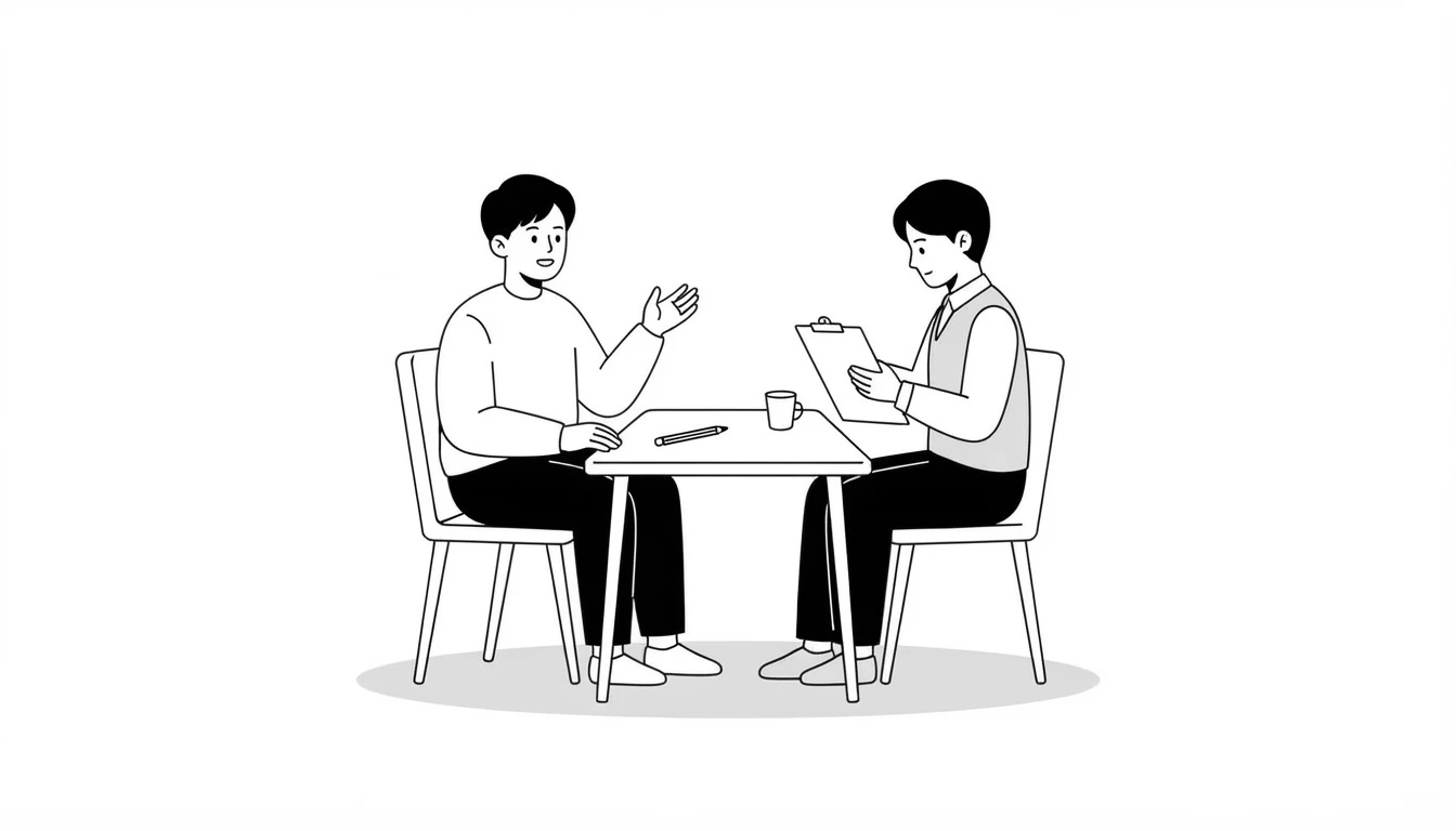 Candidate talking to an examiner in a Cambridge oral exam
