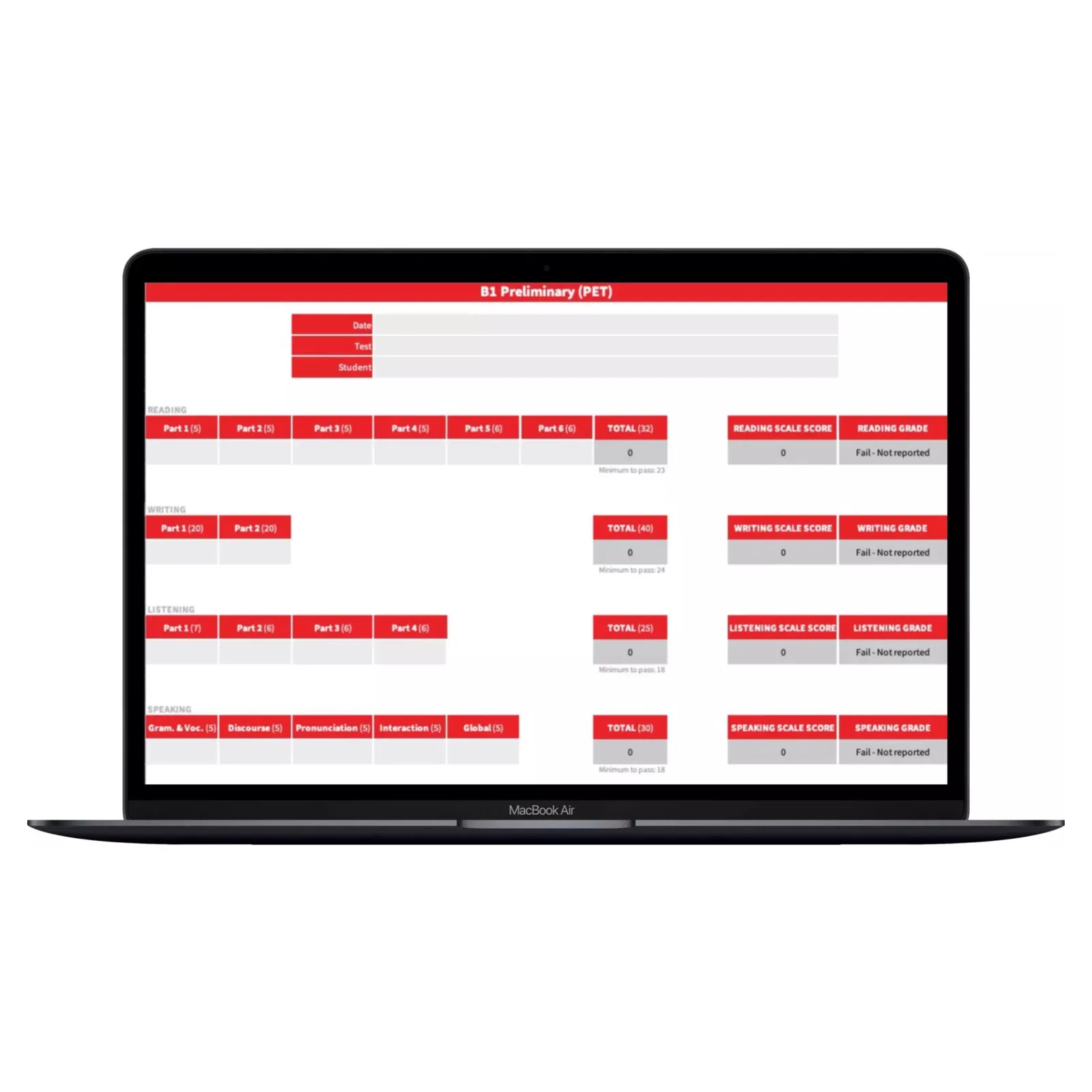 Portada de B1 Preliminary (PET) Score Calculator [EXCEL]