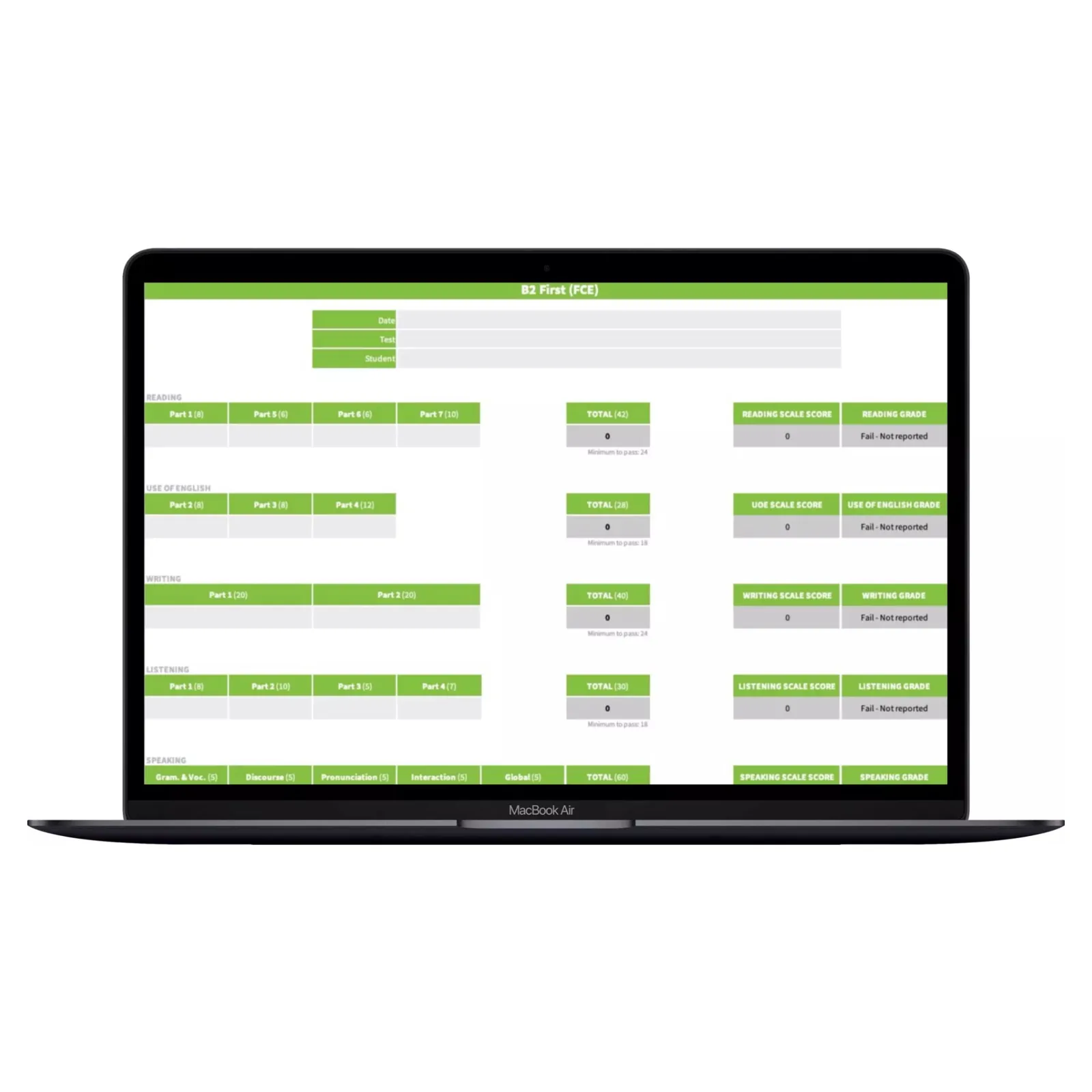 Portada de B2 First (FCE) Score Calculator [EXCEL]