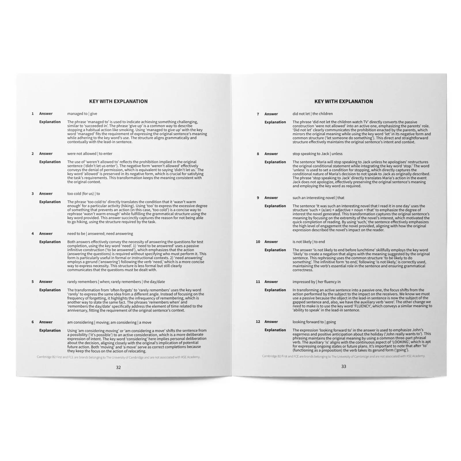 Use of English B2 Part 4: 100 Key Word Transformation Sentences: imagen 4