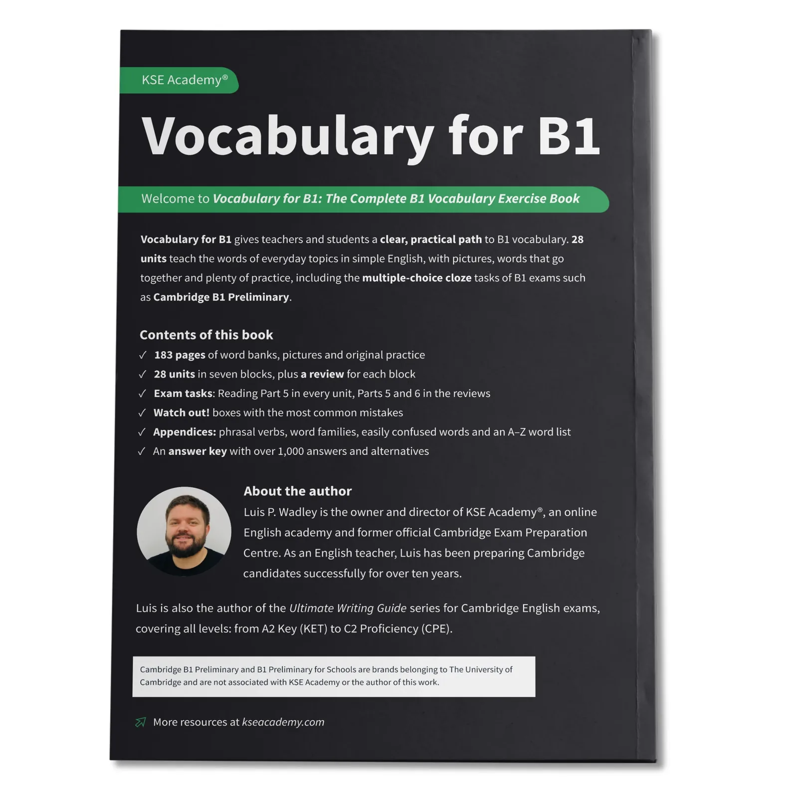 Contraportada de Vocabulary for B1: The Complete B1 Vocabulary Exercise Book