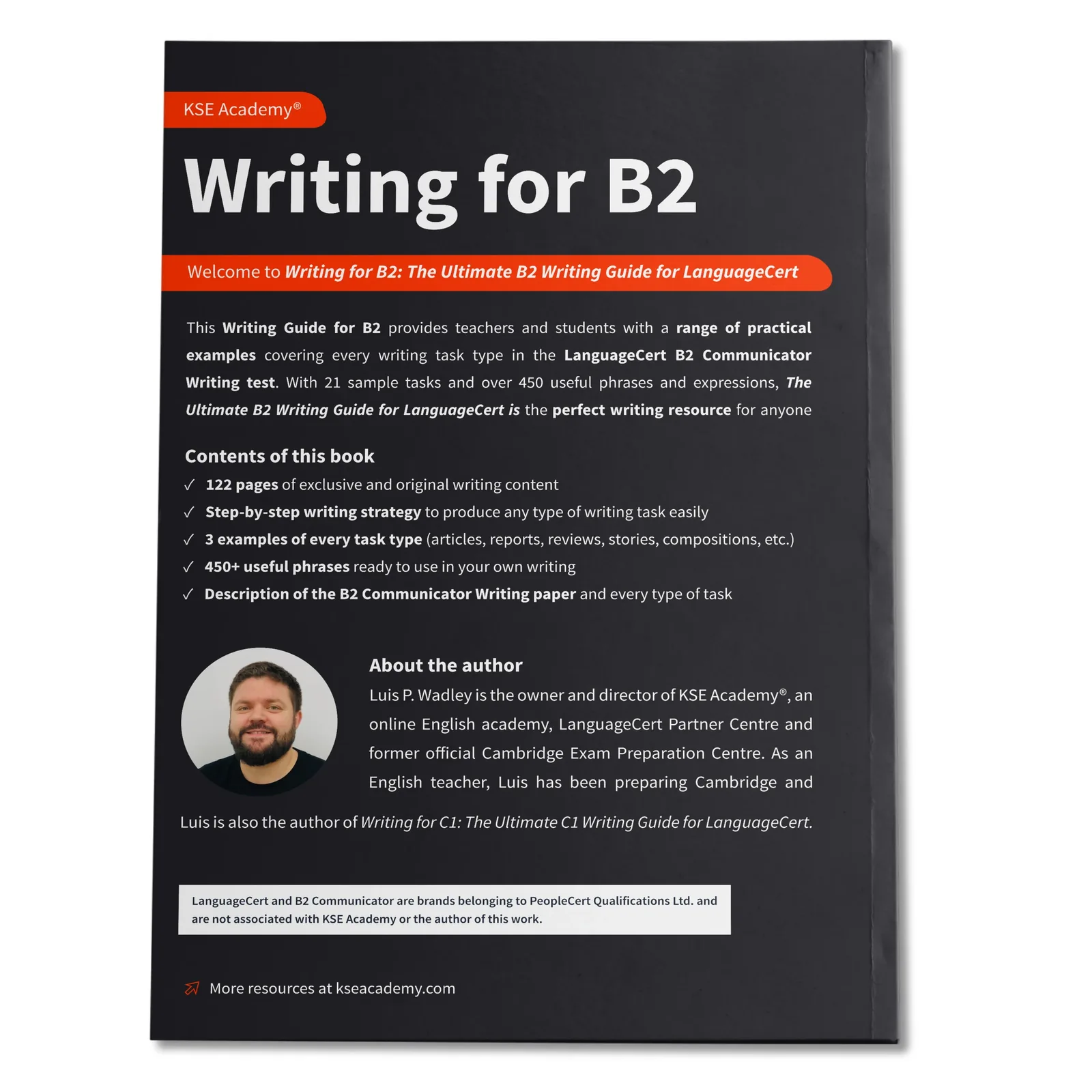 Contraportada de Writing B2: The Ultimate Writing Guide for LanguageCert B2 Communicator