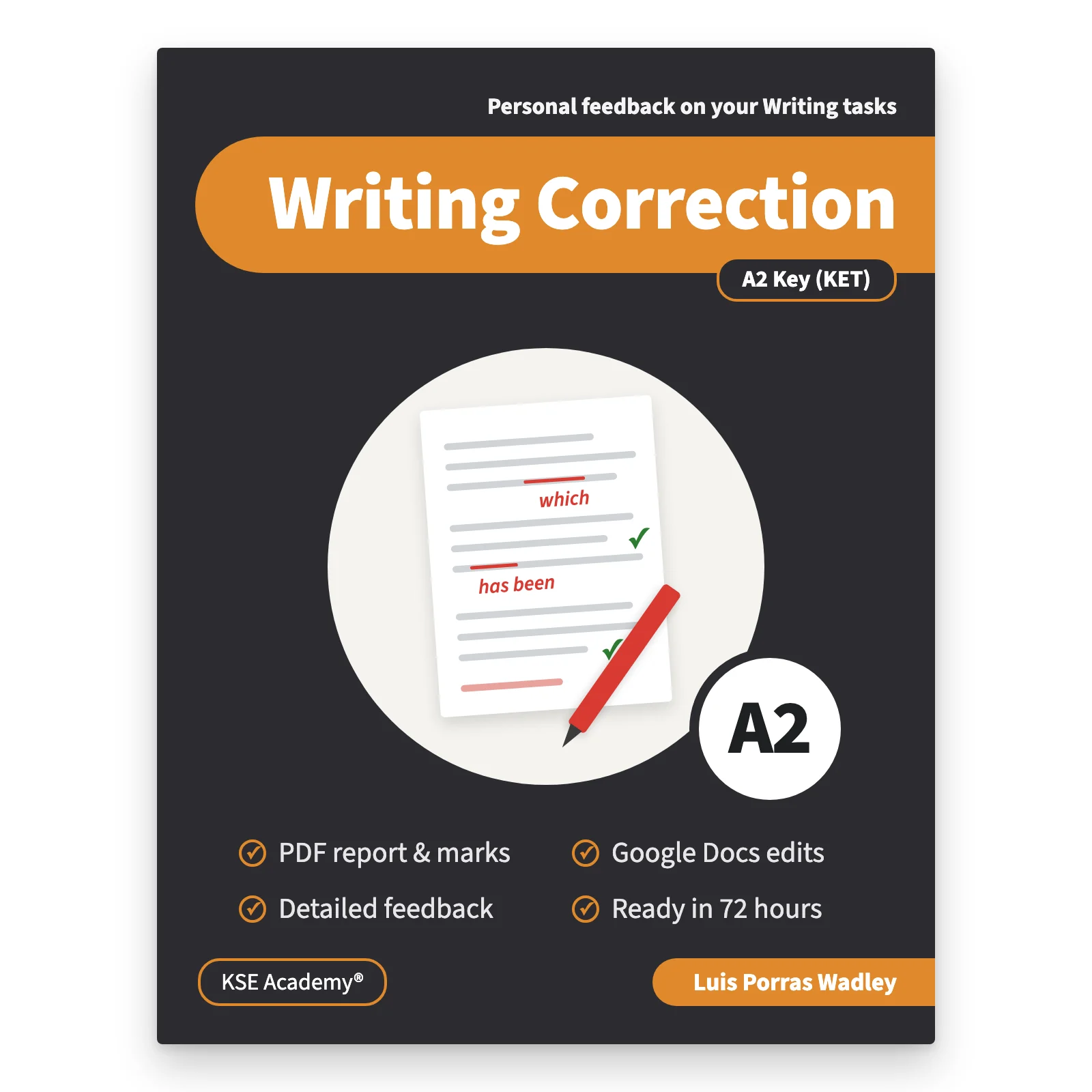 A2 Key (KET) Writing Correction by KSE Academy