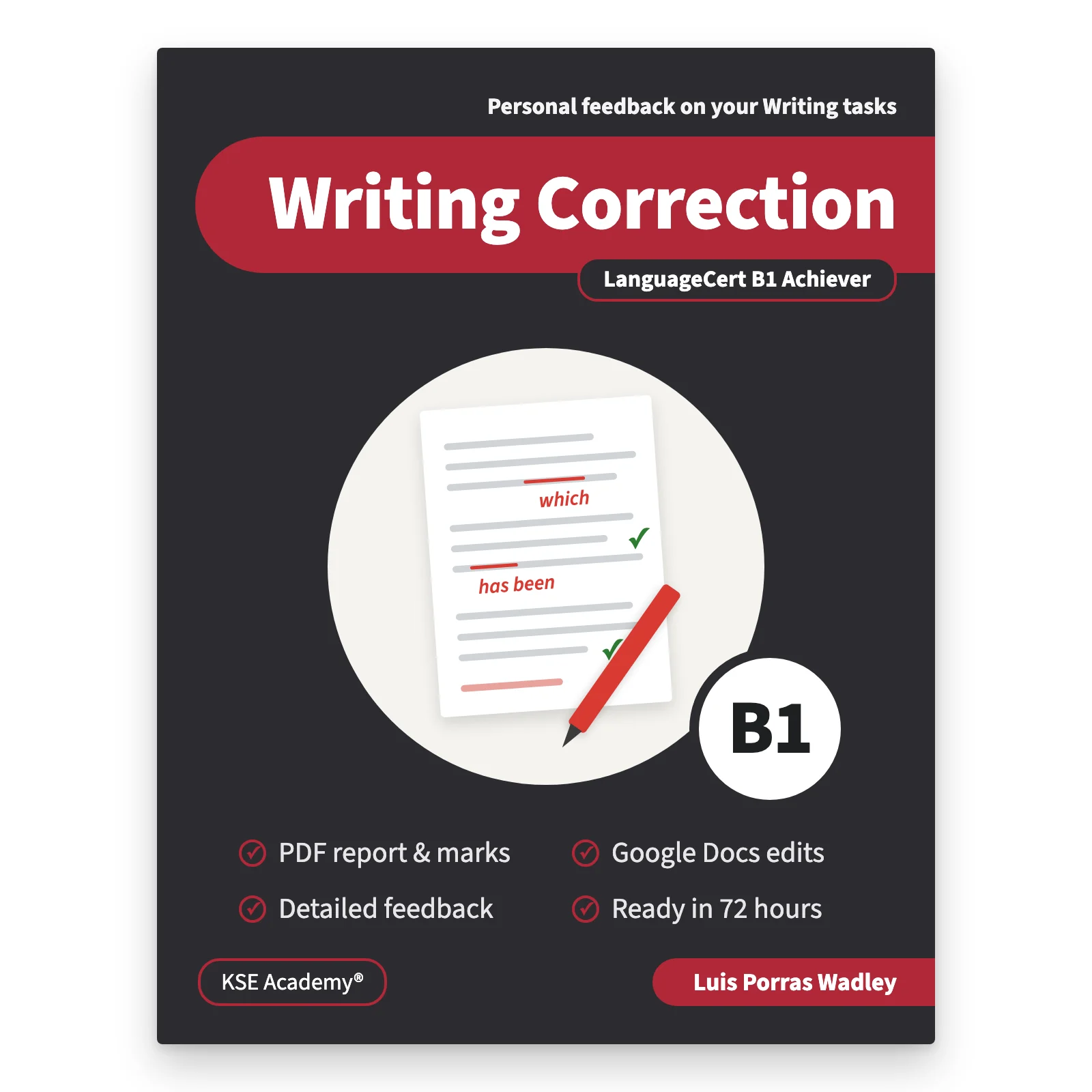 LanguageCert B1 Achiever Writing Correction by KSE Academy